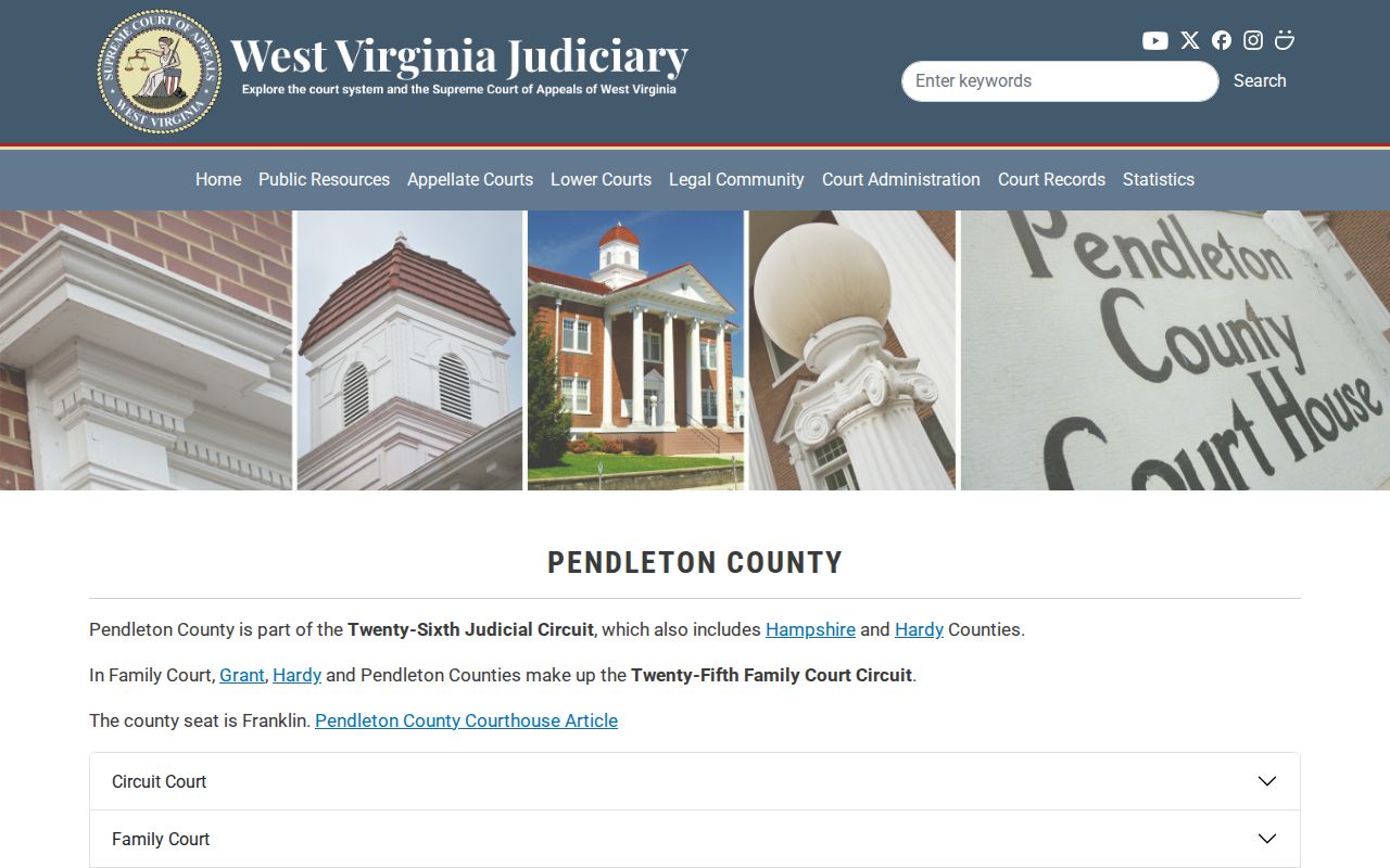 Official West Virginia Judiciary page for Pendleton County courts